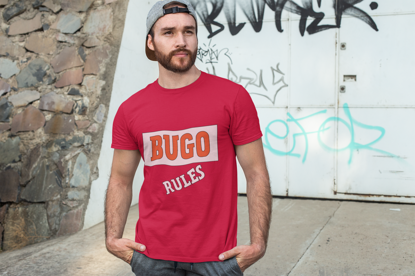 Bugo Rules Unisex Cotton Crew Tee - Fun Graphic T-Shirt, Casual Wear, Gift for Friends, Everyday Comfort, Statement Style